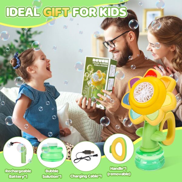 Jovicos Dancing Sunflower Bubble Machine – Rechargeable Light-Up Bubble Blower Toy for Kids, Babies & Girls' Party Gifts - Image 5