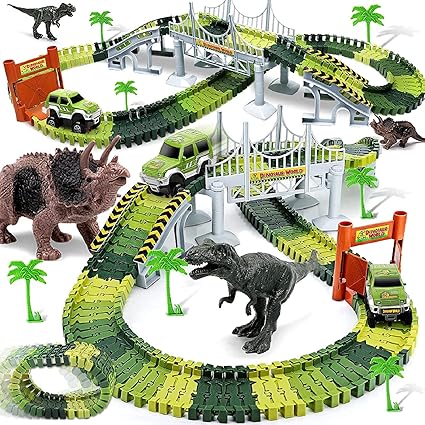 Dinosaur Race Track Toy Set with Cars – Gift for Kids Ages 3-7
